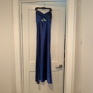 Fortunateone LACED WITH GOLD MAXI DRESS BLUE